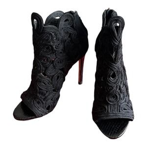 Brian Atwood Womens High Heels Platform Roman Cut-Out Sandal Size 7 Black